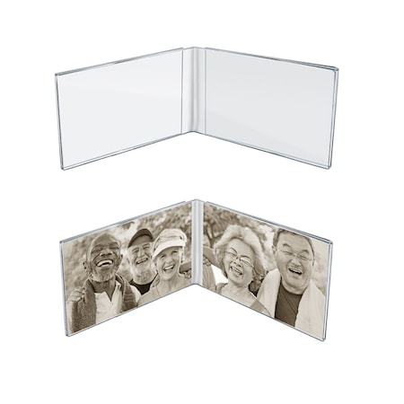 Azar Displays Clear Acrylic Double Photo Holder, Side by Side Dual Frame, Size 6'' W x 4'' H, 2PK 107727-GS-2PK
